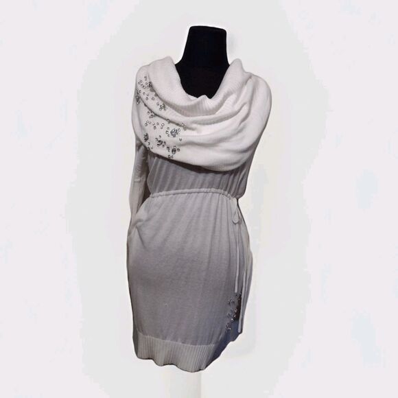 Victoria Secret Women's Sweater Dress Rhinestone Sparkle Cowl Neck Sz M - Picture 3 of 13